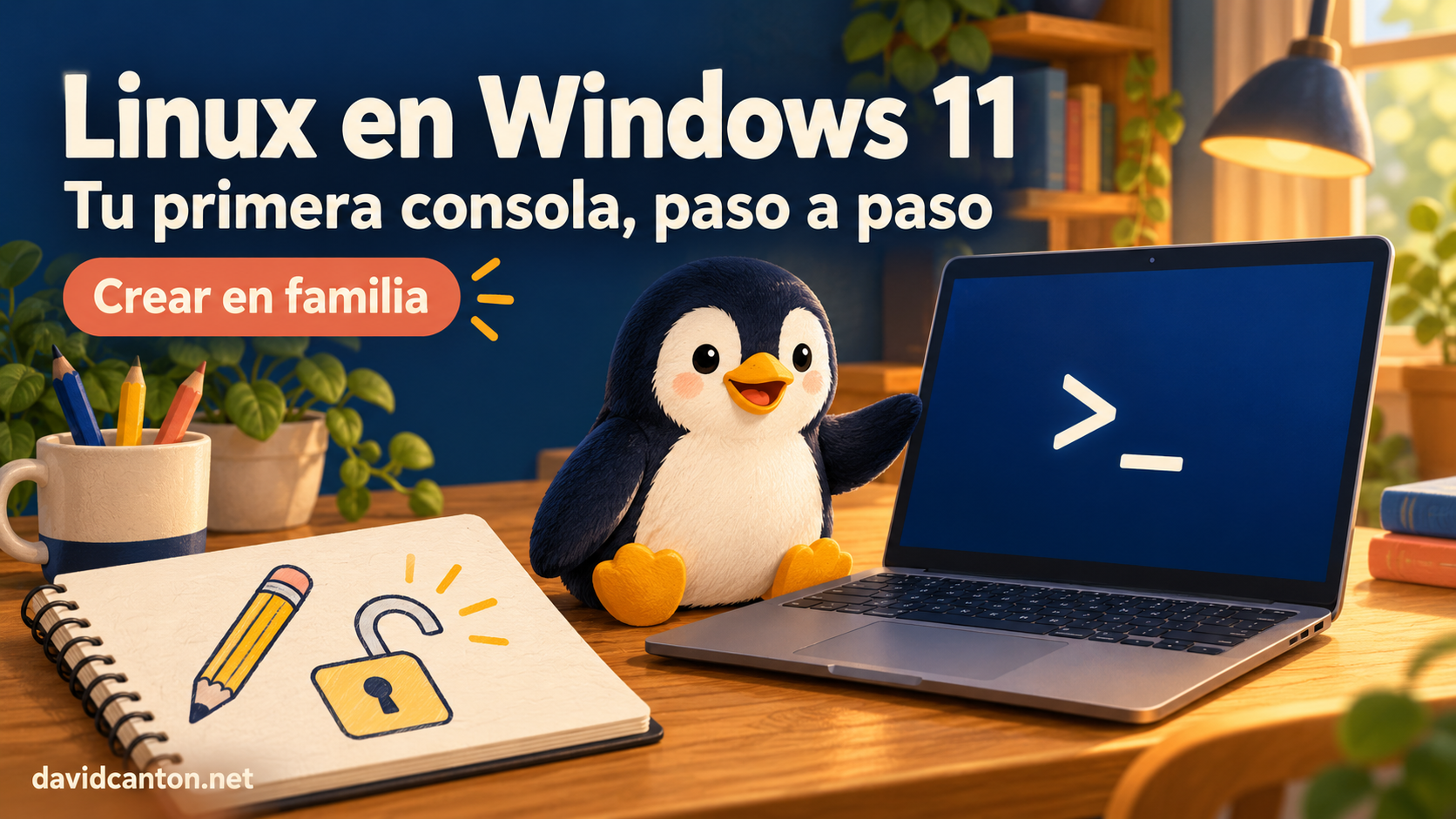 Portada ilustrada de Linux en Windows 11 desde cero: instala Ubuntu y comparte una nota entre dos usuarios