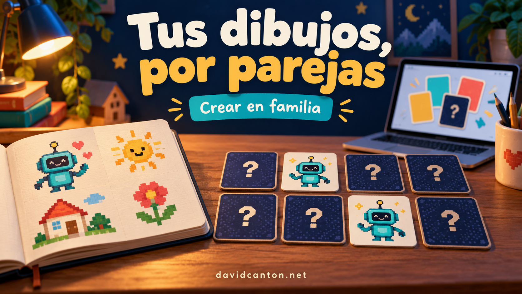 Portada ilustrada de Crear en familia: un juego de memoria con tus propios dibujos