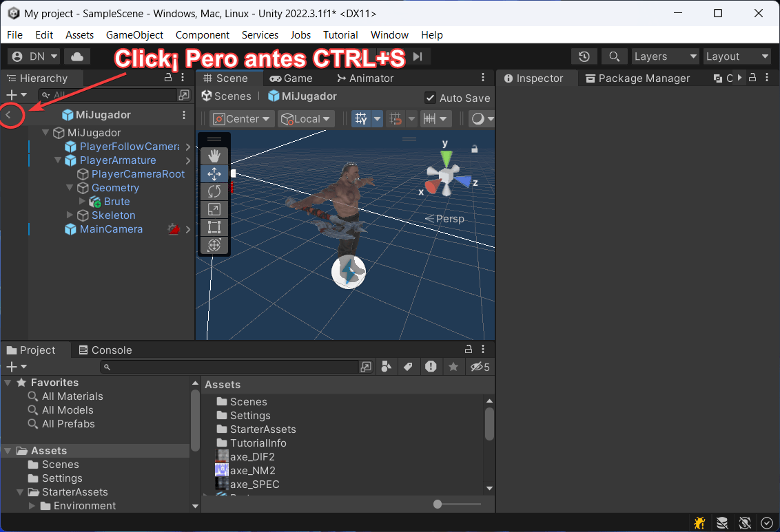 boton de salir modo edicion de prefab unity